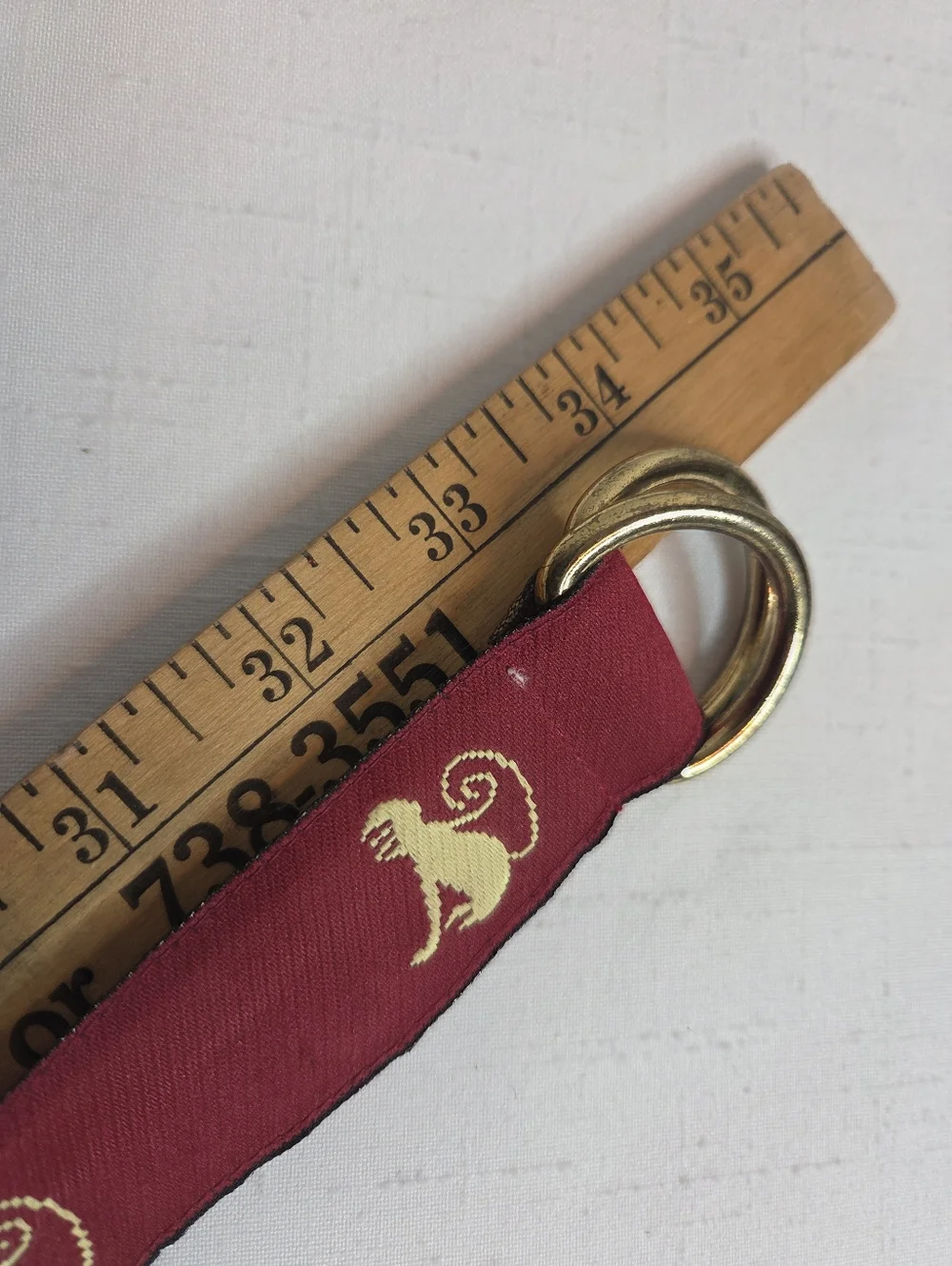 J McLaughlin Fabric Belt Red Monkey D Ring Belt Size XS